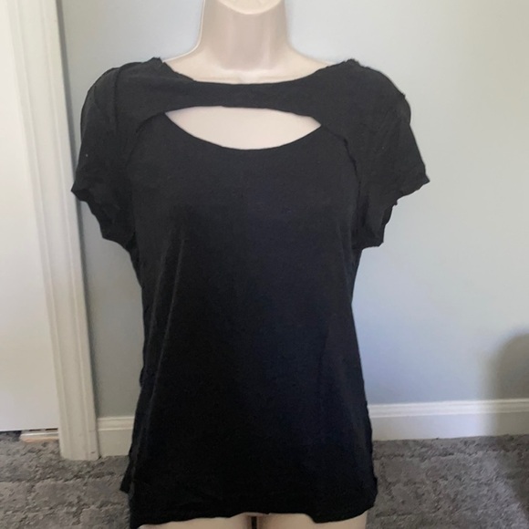 Free People black cutout top tee shirt Small‎ new - Picture 1 of 9